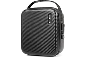 OZCHIN Smell Proof Portable Protection Hard EVA Bag With Combination Lock Bag Storage Case Container Travel Protective Carrying Storage Bag, Great Gifts For Men Or Women (Black) 8.66" x 9.45" x 4.33"