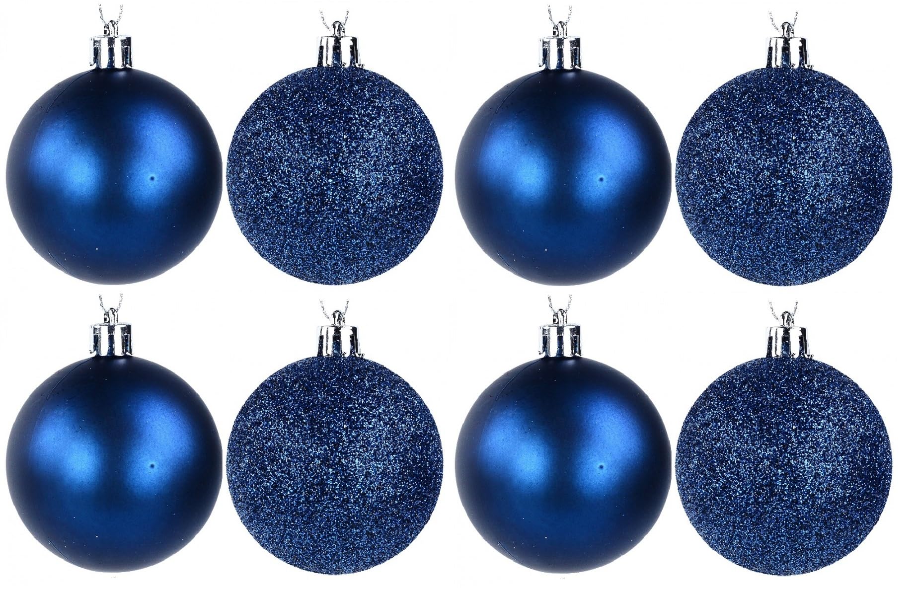 UKDeals Direct® Navy Blue Christmas Decoration 8 Pack 50mm Glitter/Plain Baubles