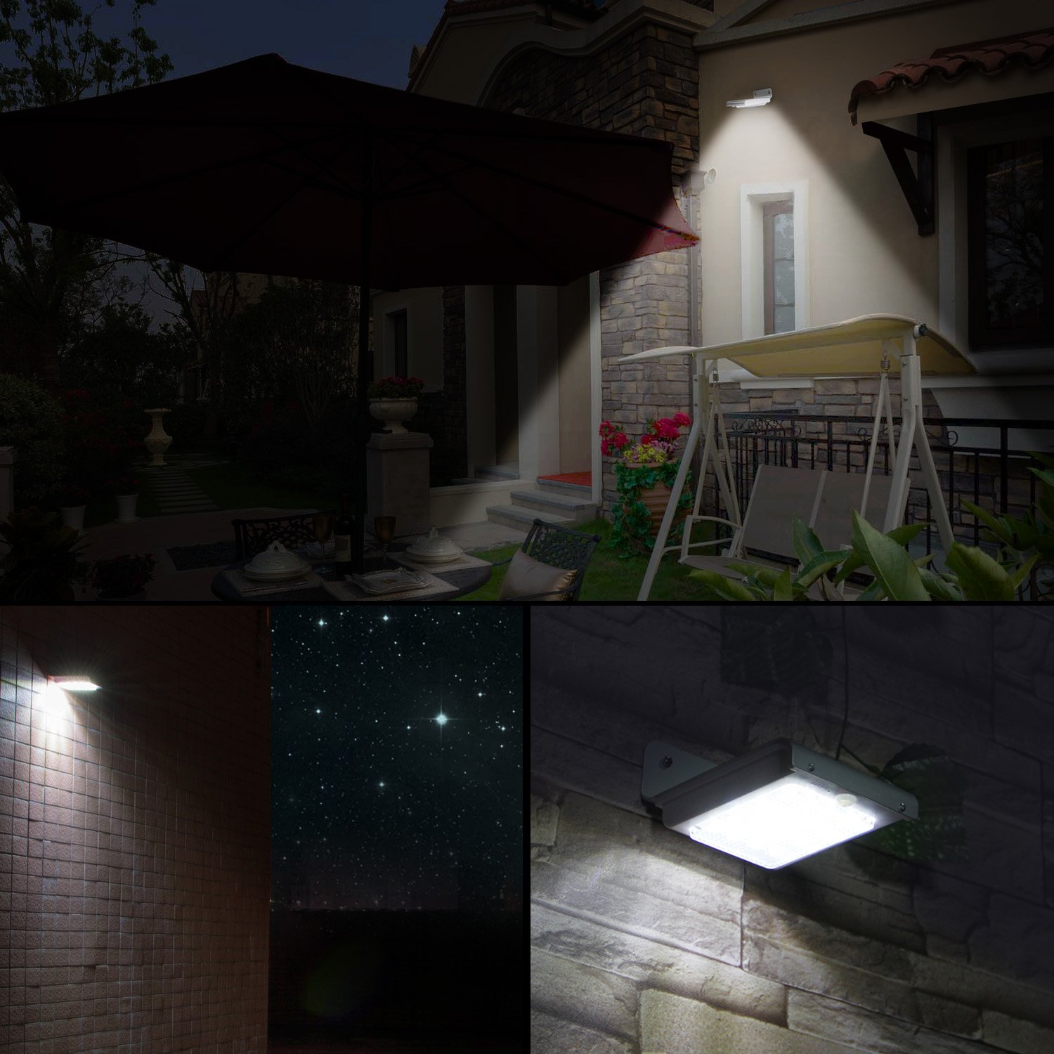 Solar Motion Sensor Light - Dolucky 24 LED Outdoor Waterproof Solar Light with 2 Working Modes, Wireless Security Wall Light for Patio, Deck, Driveway (Silver)