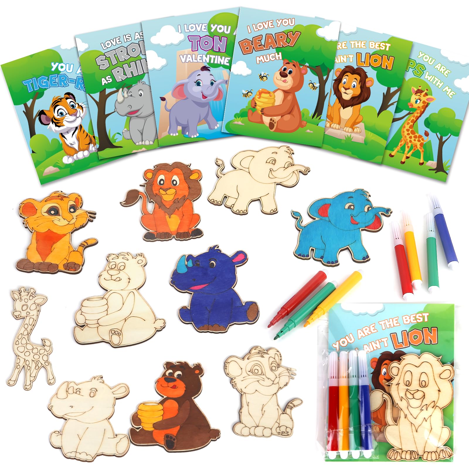 Photo 1 of BainGesk Valentines Day Cards for Kids School, 30 PACK Animal Wooden Painting Crafts Kits, Valentines Cards for Classroom Exchange, Valentines Day Gifts for Kids, Valentines Party Favors