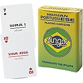 Playing Cards in Tin Box | Sturdy Travel Case | Language Learning Game Set with Useful Phrases | Fun Visual Flashcard Deck to Increase Vocabulary and Pronunciation Skills (Brazilian)