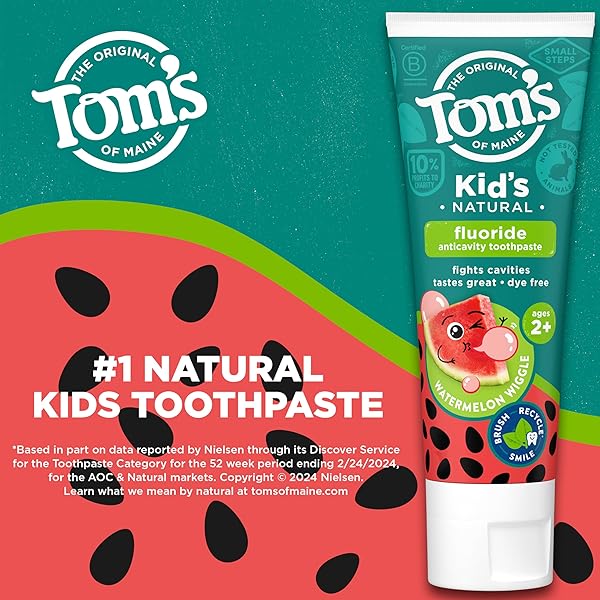 TOM’S OF MAINE NATURAL CHILDREN’S FLUORIDE TOOTHPASTE, WATERMELON, 5.1 OZ