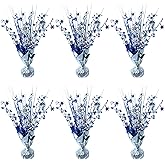 FUBININA 6 Pack Metallic Foil Spray Centerpiece Star Table Decoration Burst Table Centerpieces for Birthday Wedding Anniversary Graduation Holiday Party Supplies Decor, Silver Blue
