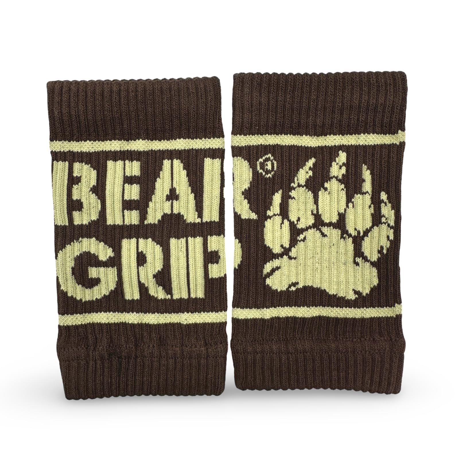 BEAR GRIP - Sweat Wristbands for Wrist Protection - Crossfit, Weight Lifting, Tennis, Fitness Exercises. Cotton, Nylon Spandex Wrist Sweat Bands for Men & Women (Brown, Standard (13x8cm))