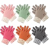 OZRTV 6 Pairs of Kids Winter Gloves Full Finger Stretchy Knitted Gloves Soft Warm Gloves for Girls