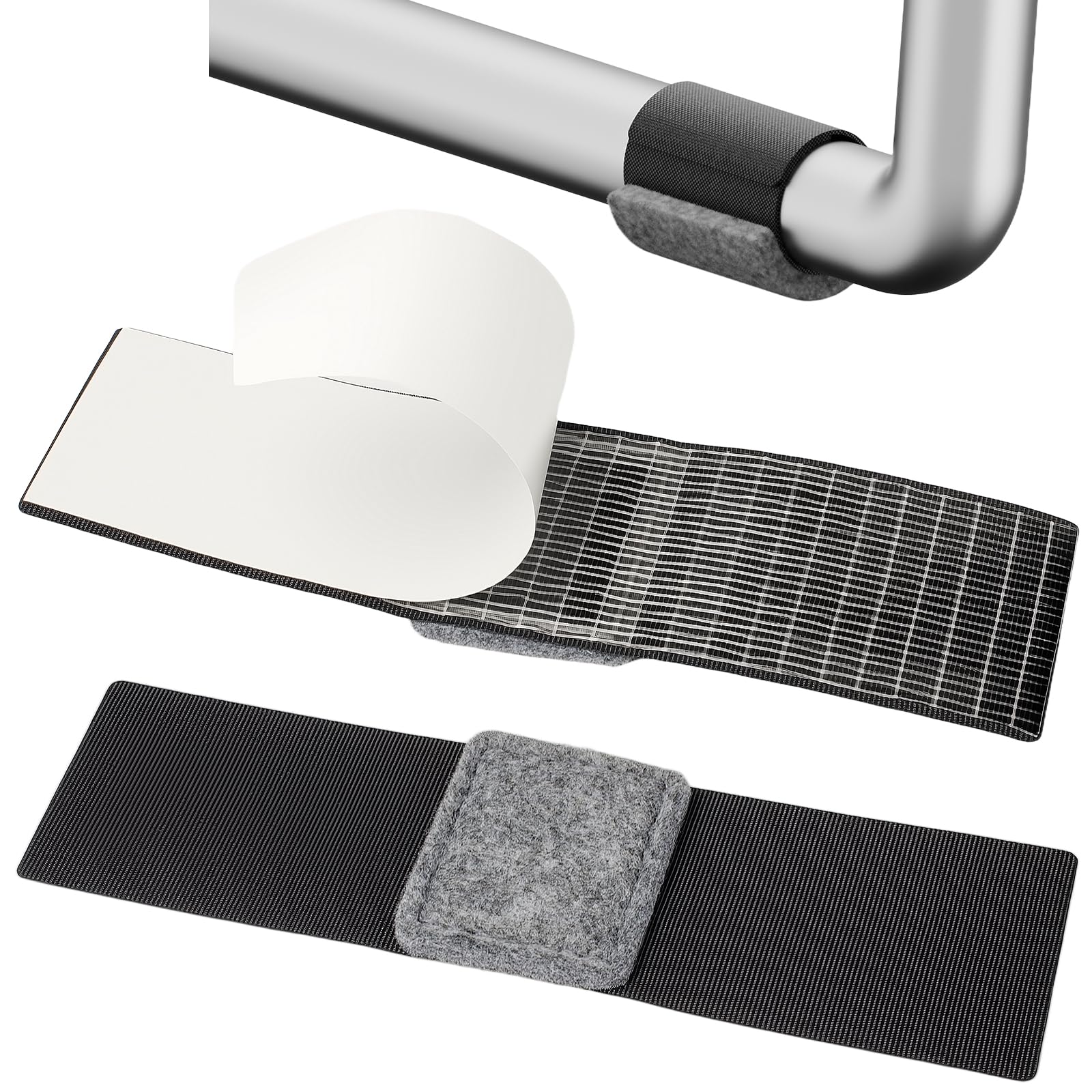 Photo 1 of 24-Pack Wrap-Around Chair Leg Pads for Sled Chairs – 5mm Thick Gray Felt Pads with Secure-Hold Adhesive Strips, Designed for Tubular Legs & Bases (No Slip, No Flip, No Fall Apart)