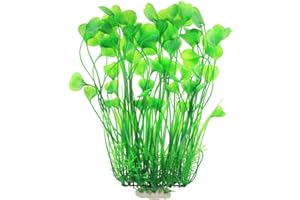 JIH Aquarium Plastic Plants Tall 16 inch, Large Artificial Plants Decoration Ornament for Fish Tank (Green)