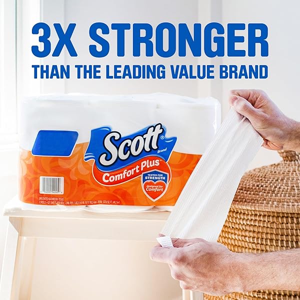 SCOTT® COMFORTPLUS 1-PLY TOILET PAPER, 1-1/8″ X 1-1/8″, 173 SHEETS PER ROLL, PACK OF 12 ROLLS