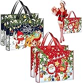 Sadnyy 4 Pcs Extra Large Christmas Gift Bag 20 x 16 In Jumbo Reusable Christmas Tote Shopping Wrapping Bags with Handles Non Woven Santa Snowman design for Xmas Party Favor Holiday Supplies
