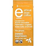 Ethical Bean Fairtrade Organic Coffee, Sweet Espresso Medium Dark Roast, Ground Coffee Beans - 100% Arabica Coffee (8 oz Bag)