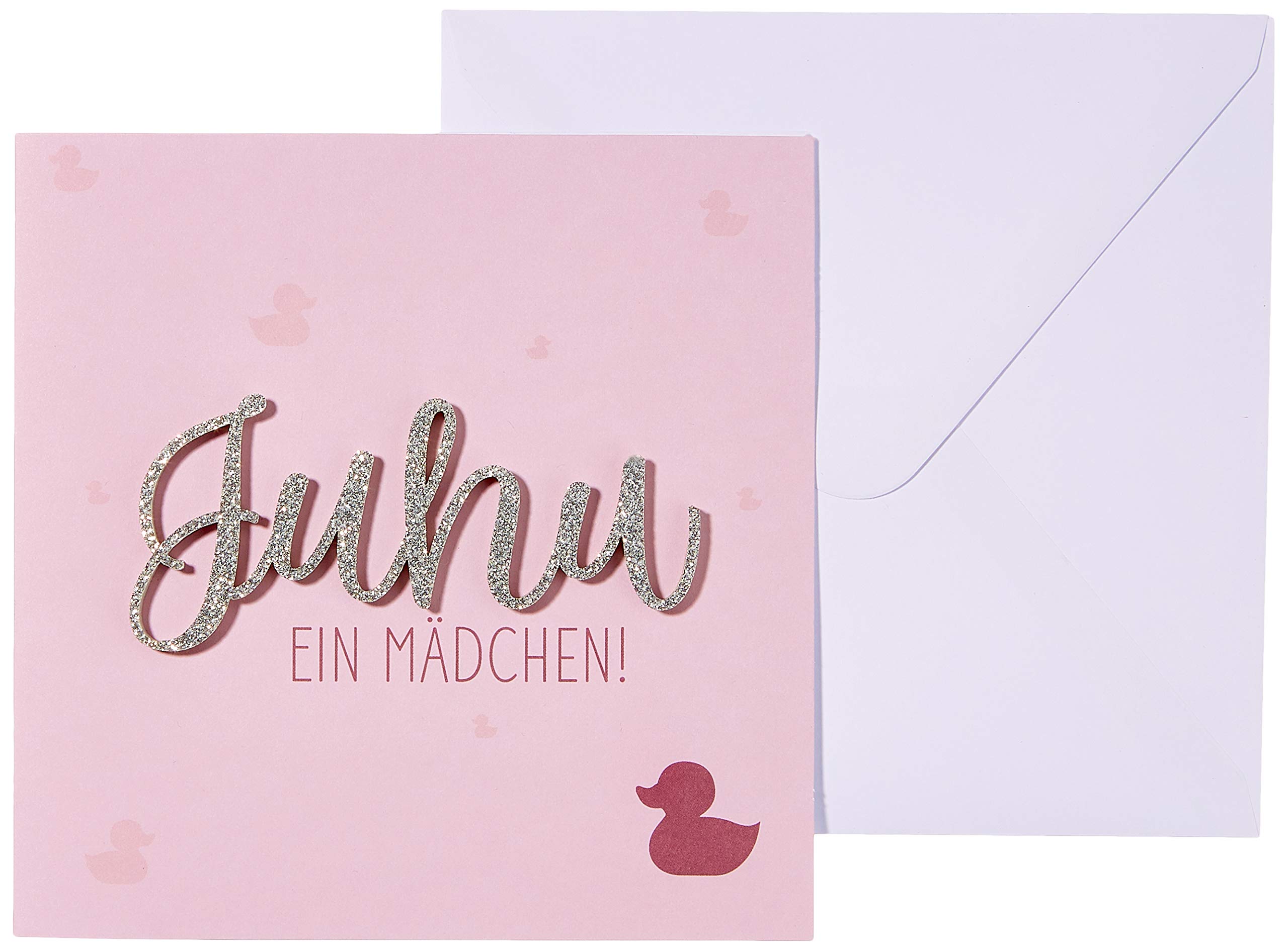 Birth Card Lettering - Juhu a Girl! - 15 x 15 cm