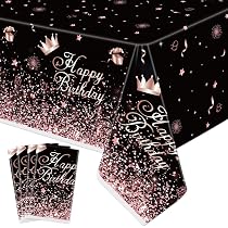 Amazon.com: Rose Gold Birthday Decorations - Black & Rose Gold ...