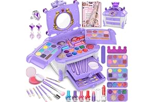 MOZOK Kids Makeup Kit for Girl, Washable Makeup Set Toy with Real Cosmetic Case for Little Girls, Pretend Play Makeup Beauty Set Birthday Make Up Toys for Age 3 4 5 6 7 8 9 10 11 12 Years Old Girl Gifts