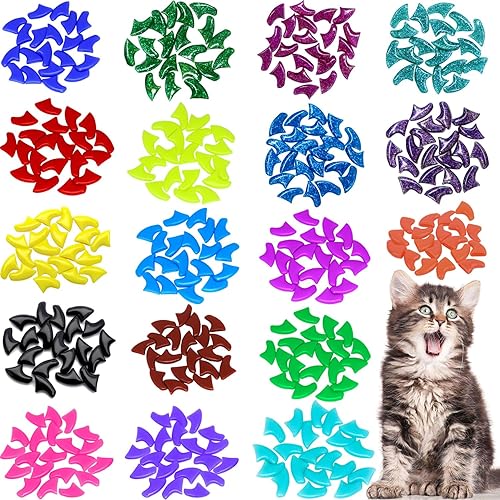 VICTHY 120pcs Cat Nail Caps Cat Nail Covers Cat Claw Caps with