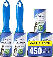 PetLovers Extra Sticky Lint Roller Mega Value Set 450 Sheets for Pet Hair Removal, Dog and Cat Lint Remover