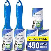 PetLovers Extra Sticky Lint Roller Mega Value Set 450 Sheets for Pet Hair Removal, Dog and Cat Lint Remover