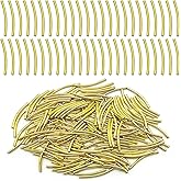 200pcs Noodle Tube Spacer Beads Curved Noodle Tube Brass Tube Spacer Beads Tarnish Resistant Noodles Beads Twist Long Curved Noodle Tube Spacer Beads for DIY Bracelet Jewelry Making(Gold,25mm)