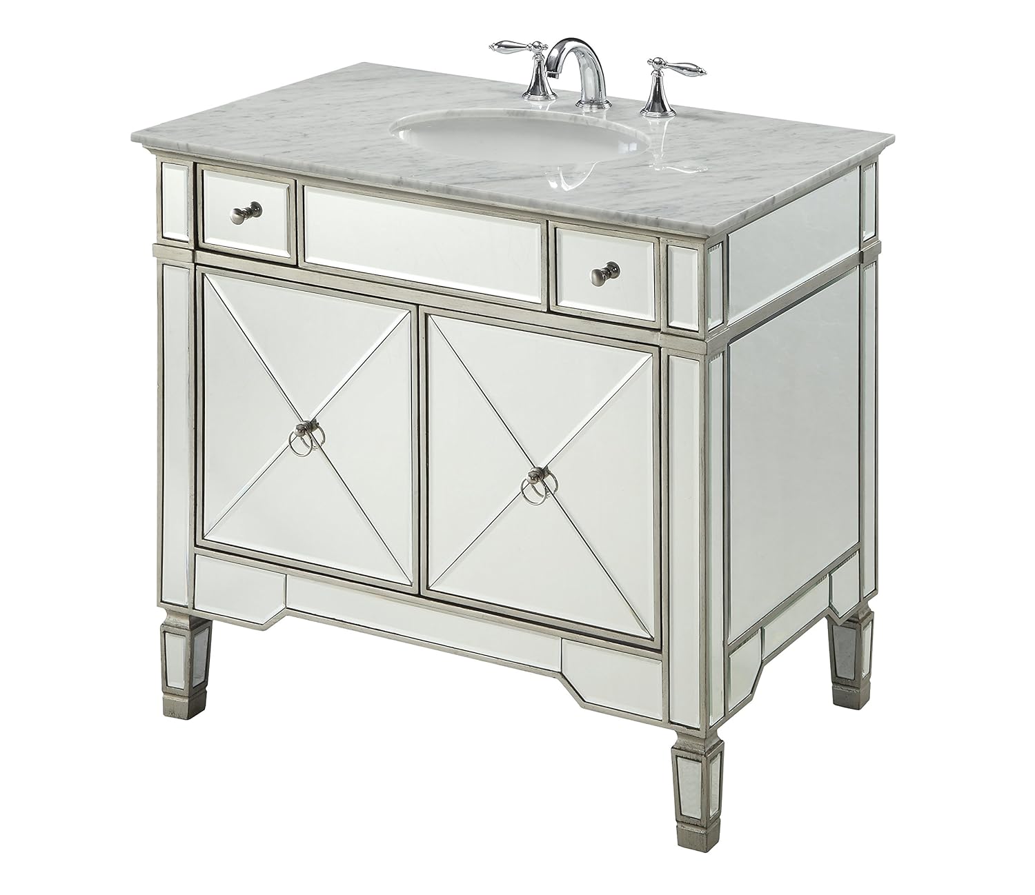 36" All mirrored reflection Ashlyn Bathroom sink vanity Model YR