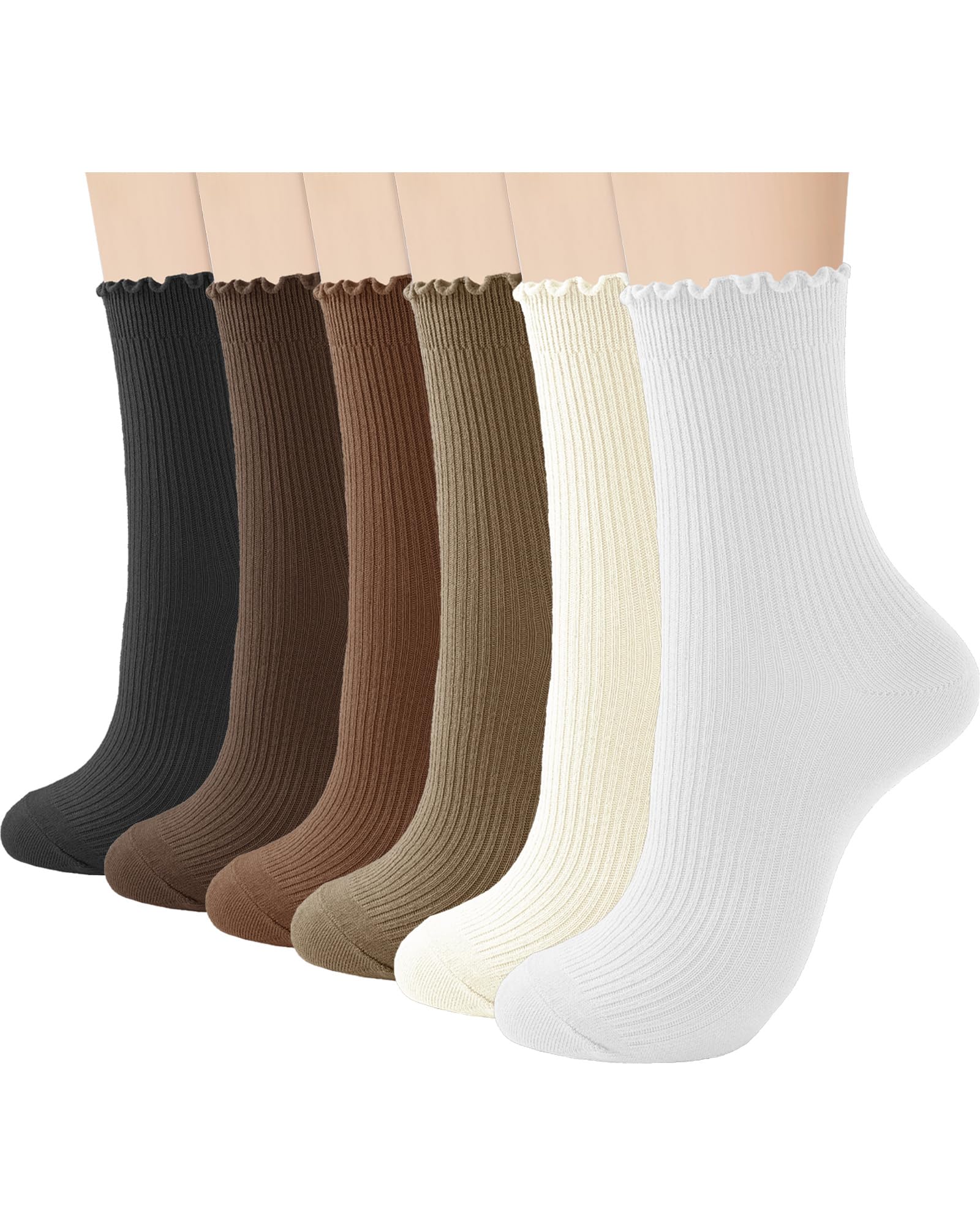 Photo 1 of *Missing Parts*
REACH STAR Socks for Women 6-Pair Cotton Crew - Ruffle Socks Women with Frilly Trim, Assorted Colors, Stretchy Comfy Everyday Wear