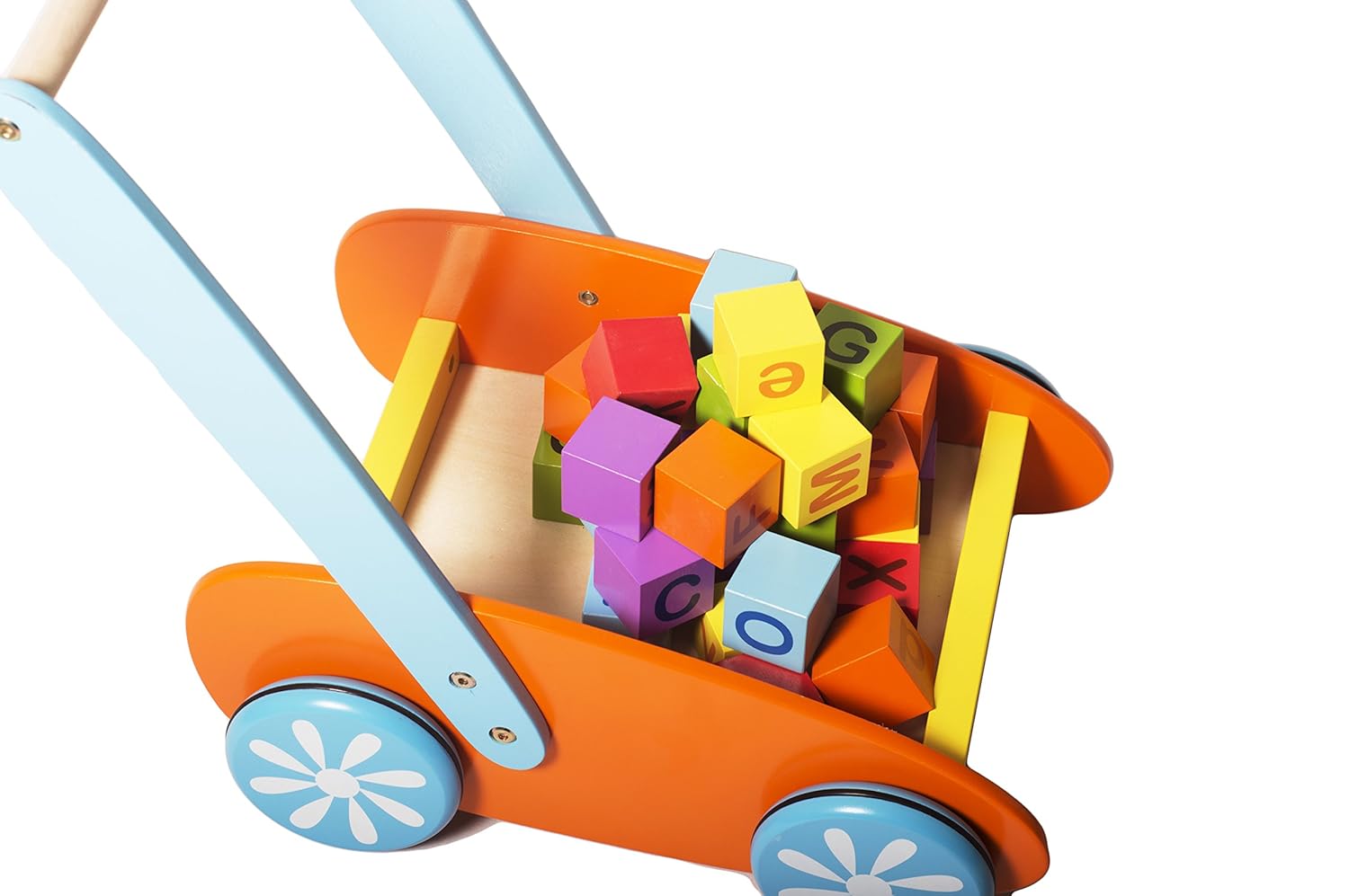 wooden baby walker with alphabet blocks