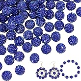 PH PandaHall 100pcs 10mm Rhinestone Beads for Jewelry Making Pave Disco Ball Clay Beads Sapphire Shiny Round Baseball Bead Craft Crystal Bead for Sparkle Bracelet Necklace Earring Making Christmas