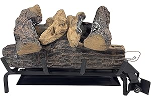 Americangaslogs Vented 18inch-24inch Gas logs Sets with Valve Gas Fireplace Burner for Natural Gas and Liquefied Propane(Manual Valve, 18 inch Oak)