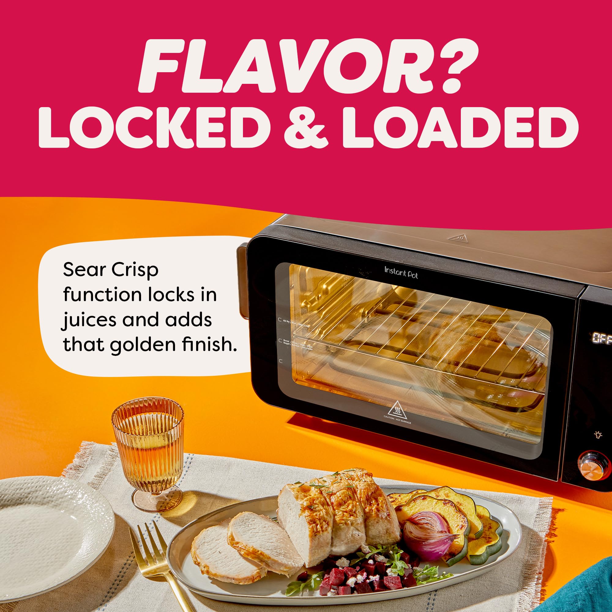 Instant Pot No Preheat Required* 6-Slice Air Fryer Toaster Oven with InstantHeat Technology, 10-in-1, Air Fry, Roast, Bake, Sear Crisp, Toast, Bagel, Broil, Dehydrate, Reheat, and Make Pizza