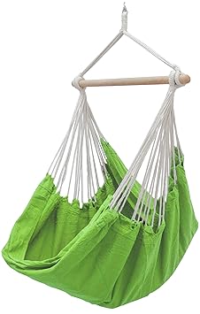 Eyepower XXL Hängesessel 185x130cm Hängestuhl bis 150 kg Baumwolle Hängesitz 2 Personen Hängematte Hängeschaukel Limetten Grü