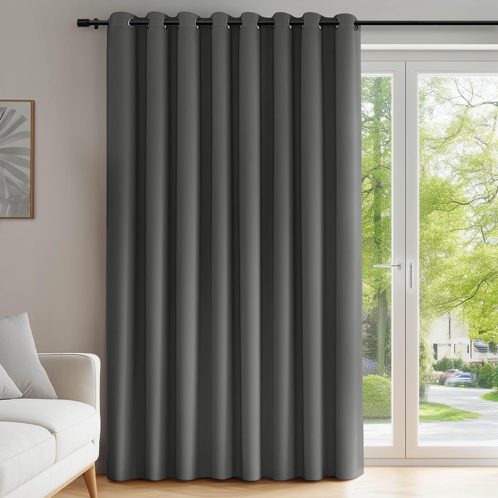 Deconovo Door Curtain Thermal Curtain Eyelet Blackout Curtain for Bedroom Partition 100 x 84 Inch Light Grey 1 Panel