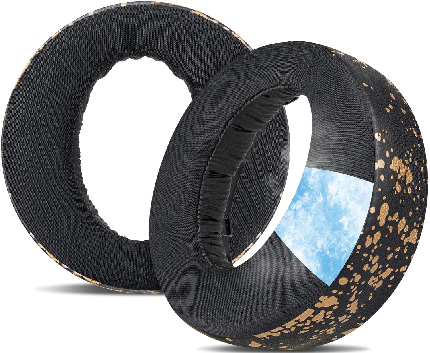 SOULWIT Earpads for Sony PS5 Pulse 3D Wireless Headset, Cooling Gel Replacement Ear Pad Cushions with Noise Isolation Foam - Black Gold