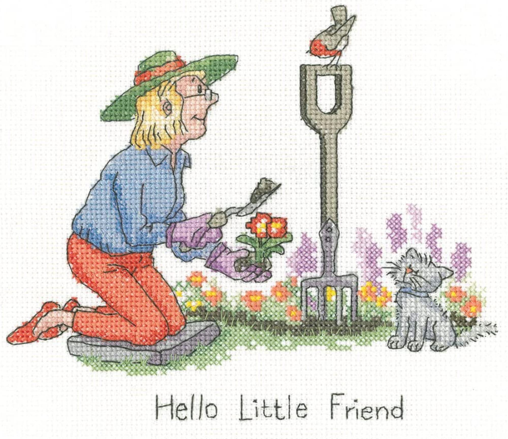 Heritage Crafts Golden Years Robin Cross Stitch Kit - Hello Little Friend