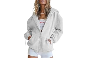 Jhsnjnr Women's Zip Up Hoodies Oversized Sweatshirt with Pocket Casual Long Sleeve Fall Jackets