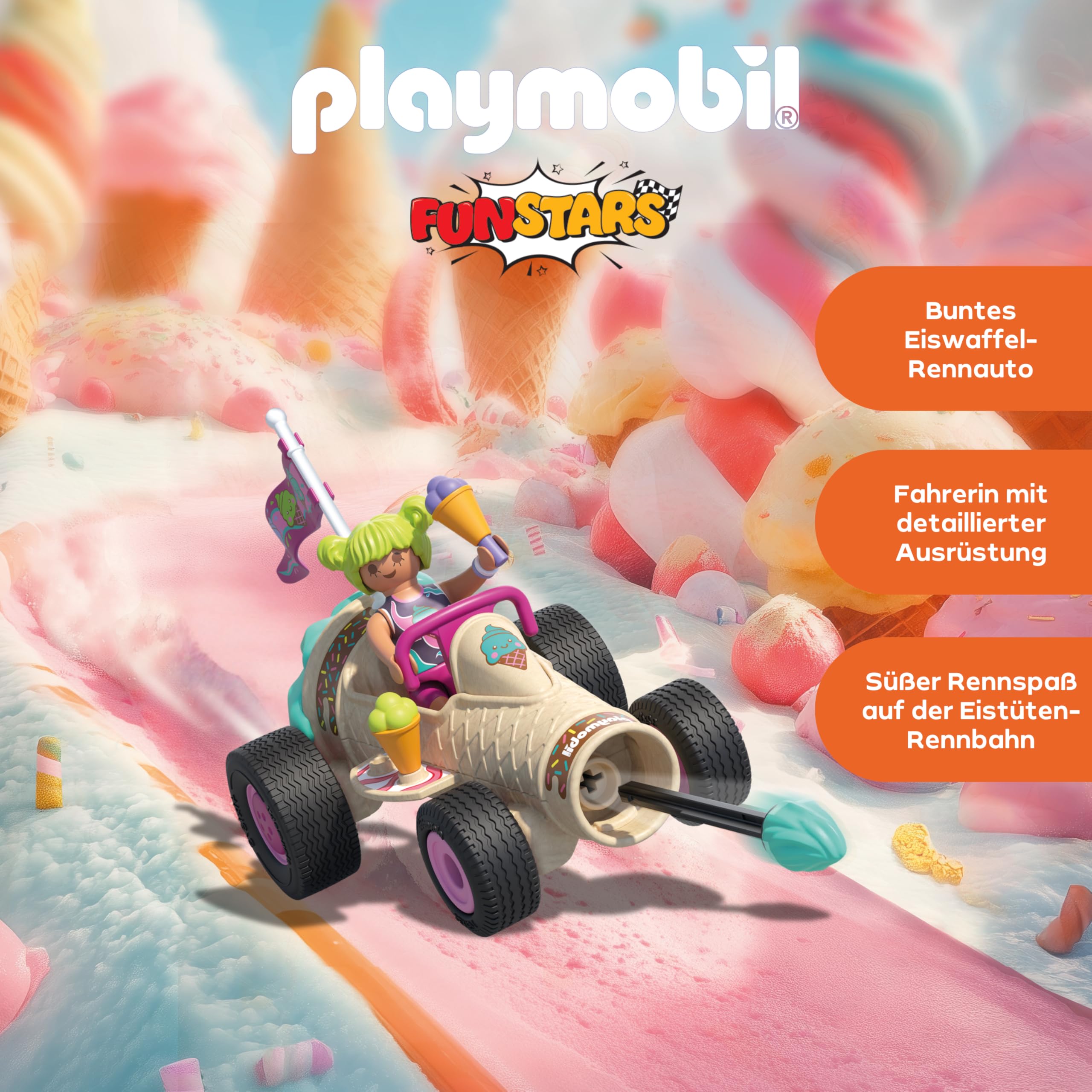 PLAYMOBIL | Fun Stars | Rasende Eistüte | Spielzeug ab 4 Jahren | Geschenk für Kinder | Spielzeug Auto | Mit Schießfunktion | 71717 3