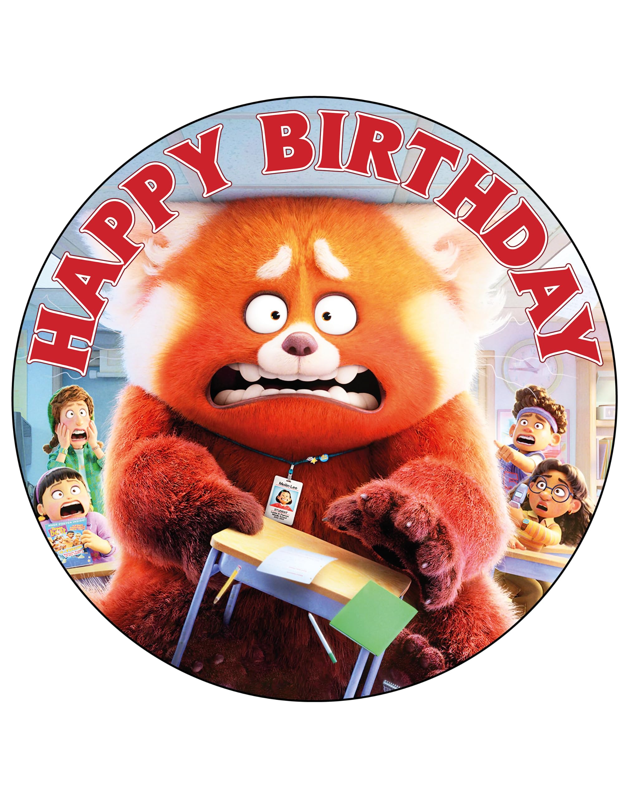 Photo 1 of 7.5 Inch Cake Topper – Round Edible Birthday Cake Decorations, Happy Birthday Cake (SKU: Turning Red)