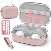 Wearable Breast Pump Bag Carrying Case for Momcozy & Willow, Use with Hands Free Wearable Breast Pumps for eufy Security/Medela/Bluefair, Travel Pumping Bag with Nipple Ruler & Removable Tray(Holds 2)