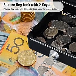 KYODOLED Cash Box with Key,Small Safe Lock Box with