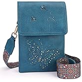 KITEVIUN Leather Small Crossbody Bags for Women Trendy Cell Phone Bag Wallet Purses Butterfly Design