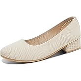 Davena Women Low Chunky Block Heel Pumps Elegant Round-Toe Knitted Pumps Stylish Slip-On Heels for Business