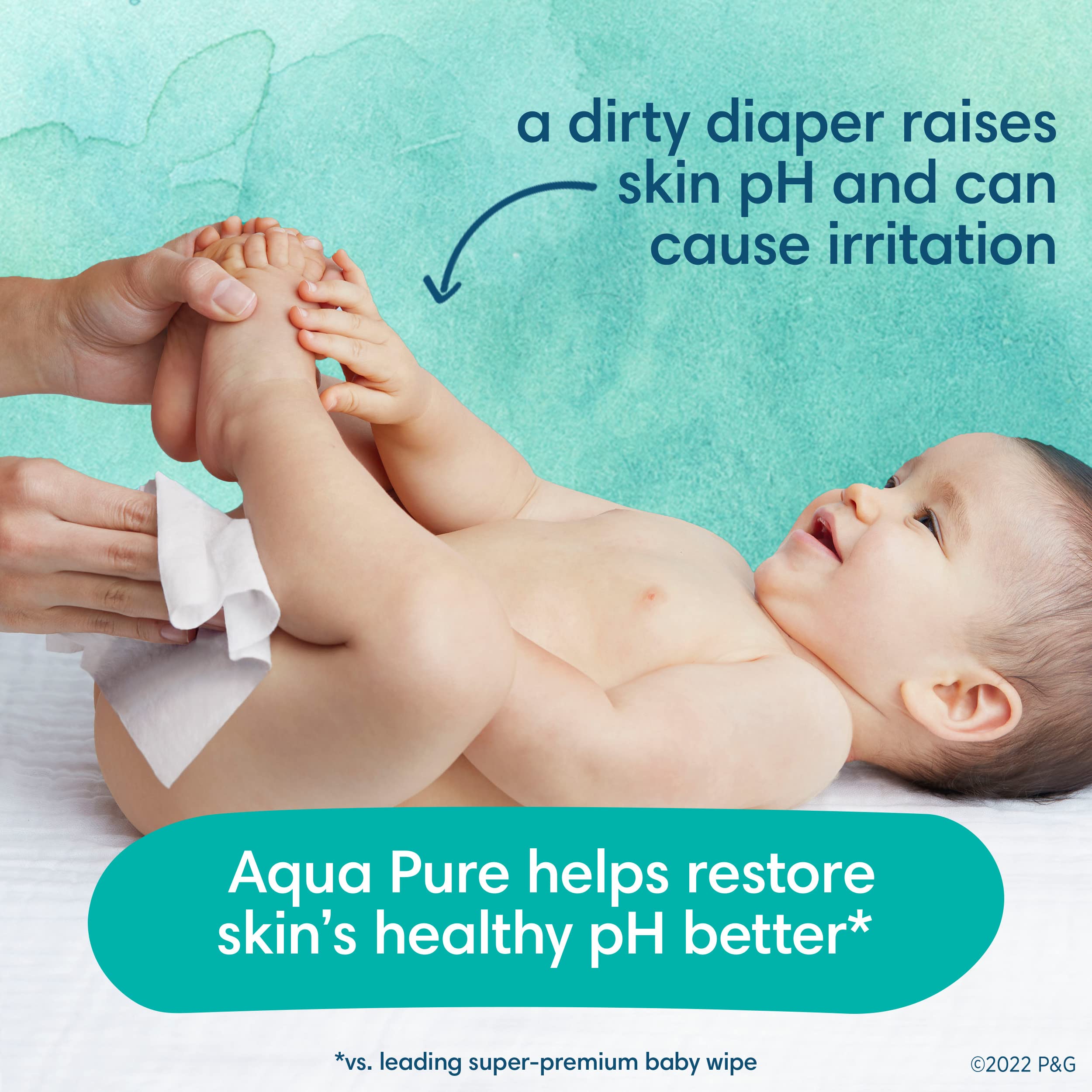 Pampers Baby Wipes Aqua Pure, 99% water-based wipes, Hypoallergenic and Unscented Baby Wipes, 672 Wipes Total (12 Flip-Top Packs)
