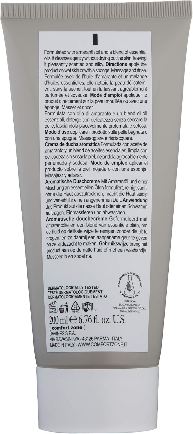 Comfort Zone Tranquillity Shower Cream, 200 ml Bottle, Aromatic Amaranth, Essential Oils, Silky Smooth Skin - Image 5