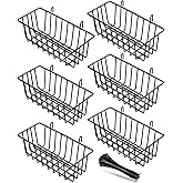 SEMPOMA 6 Pack Wire Baskets, Black Grid Wall Accessory, Wire Grid Panel Hanging Basket, Display and Storage Wall Basket for Kitchen, Home Decor, Potted Plants
