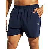 Nepest Men's 5’’ Athletic Running Shorts with Pockets, Lightweight Quick Dry Gym Workout Training No Liner Shorts