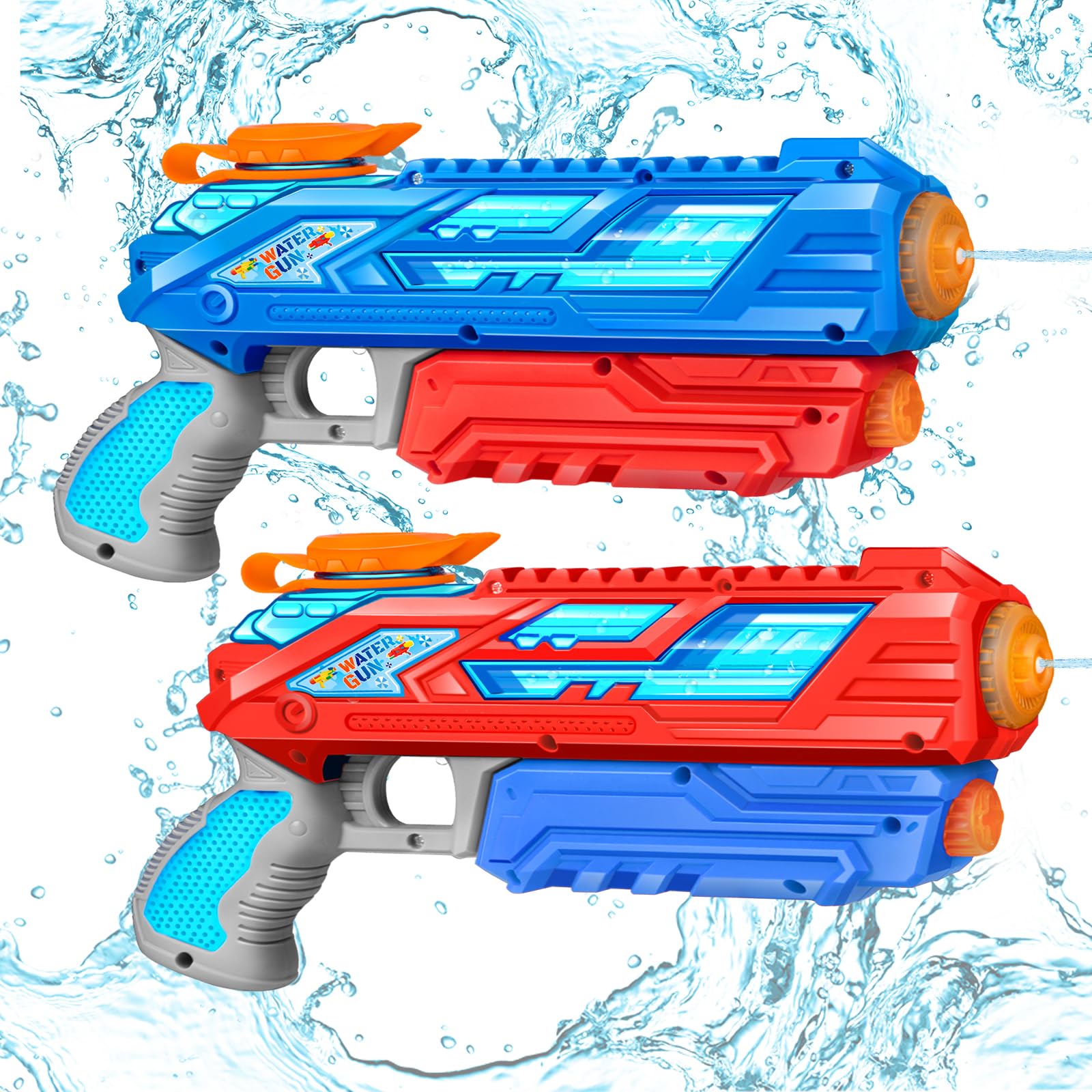 RONSTONE 2 Pack Water Guns for Kids - 280ML Capacity Water Pistol with 8.8M Long Range, Water Pistols for Kids Adults Outdoor Summer Pool Garden Water Fight Party(Blue&Red) — image 1