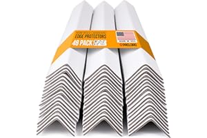 Paclord 36" x 2" x 2" Reinforced Cardboard Edge Protectors, White (Pack of 48) – 0.12" Thick Medium-Duty Cardboard Corner Protectors for Shipping – American Quality V-Board Pallet Edge Protectors