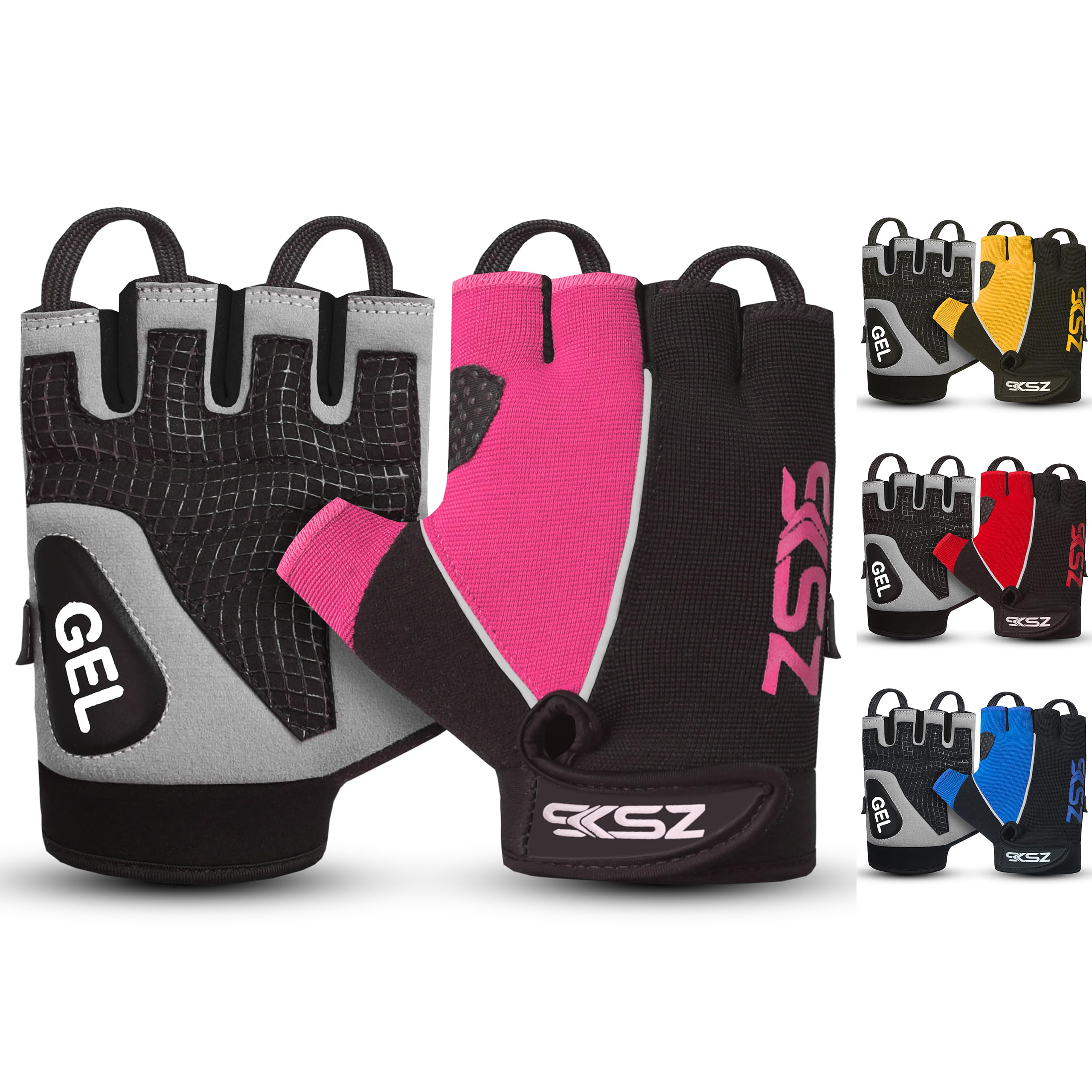 SKSZ Gym Gloves| Weight lifting Gloves| Training Gloves with Wrist Support | Gym Gloves Men | Fingerless Work Gloves | for Cycling Hanging & Pull-up’s (XL, PINK)