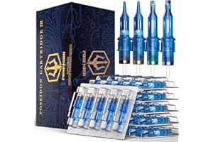 UPTATSUPPLY Poseidon V3 Tattoo Cartridge Needles 50PCS Mixed Size Steriled Needles with Membrane Safety Cartridges-1203RL,1205RL,1207RL,1209RL,1207RM,1209RM,1205RS,1207RS,1209RS,1207M1