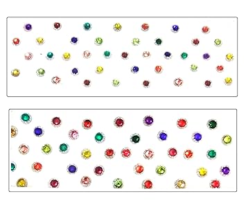 My.Shop Multi Colour Diamond Cut Crystal Small Bindis Stone Bindi for Women (Two Sheets)