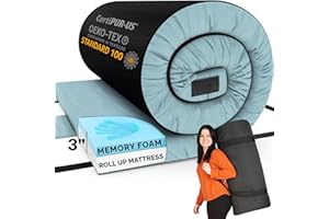 Hazli Matrix Comfort-Cell Memory Foam Camping Mattress Pad - Roll Up Mattress for Adults - Portable Cot Sleeping Pad for Camping - Floor Mat or Bed Roll for Car, SUV