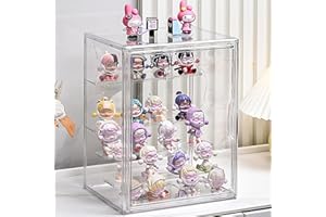 Cutora Clear Acrylic Display Case, 5 Tier Large Acrylic Blind Box for Figures, Dustproof Storage Organizer with Magnetic Door for Action Figures Toys, Stackable Collectibiles Showcase