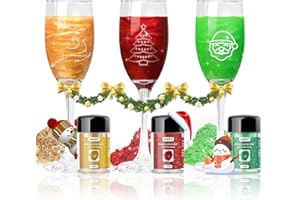 SUKVTDY Edible Glitter for Drinks, 3 Colors Luster Dust Edible Set, 5g Food Grade Drink Glitter for Cakes Cookies Drinks Chocolate Christmas Decoration